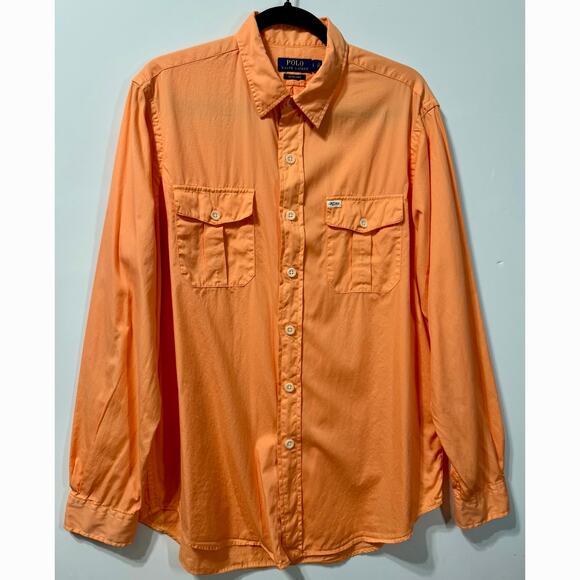 Ralph Lauren Polo Button Down Shirt Orange Halloween Casual Preppy Men's Large - Picture 1 of 7